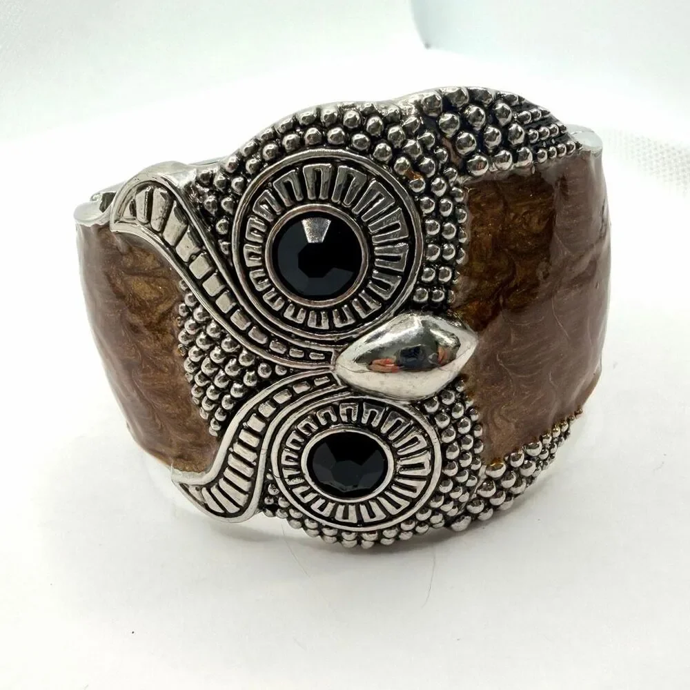 Owl Hinged Cuff Bracelet